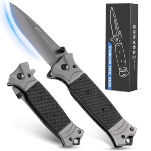 Rolgno Taschenmesser Klappmesser aus 3Cr13 Edelstahl mit ergonomischem Griff, Liner-Lock Design und Taschenclip, ideal für Outdoor-Aktivitäten und Survival-Einsätze.