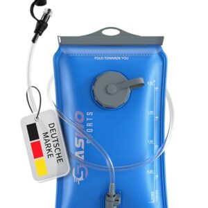 SASMO Sports Trinkblase 2 Liter für Sport und Outdoor Aktivitäten mit Trinkschlauch und runder Öffnung