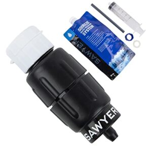 Sawyer Micro Squeeze Wasserfilter Set für Outdoor-Aktivitäten einschließlich Wasserfilter, Wasserblase und Zubehör zur effizienten Wasseraufbereitung.