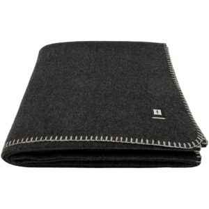 EKTOS Decke aus 100% Schurwolle in Anthrazit, ideal für Camping, Survival und gemütliche Abende zuhause, Größe 228,6 x 167,6 cm.