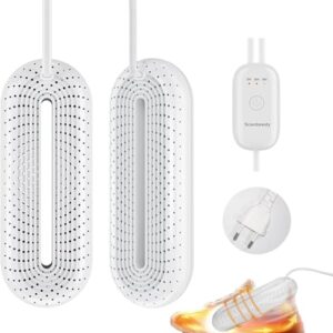 Elektrischer Schuhtrockner mit ovalen Heizplatten und perforierter Oberfläche zur gleichmäßigen Wärmeverteilung, ideal für Schuhe, Skischuhe und Handschuhe.