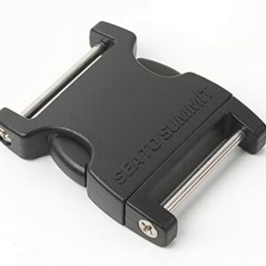 Schwarze 38 mm Schnalle für Outdoor- und Campingausrüstung, robust und langlebig, mit zwei-Pin-Seitenfreisetzung für einfache Handhabung.