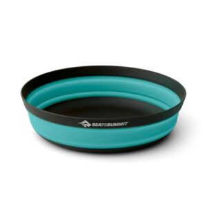 Falt-Schüssel in Aqua Sea Blue, ideal für Camping und Outdoor-Aktivitäten, hergestellt aus leichtem, glasfaserverstärktem Nylon und lebensmittelechtem Silikon.