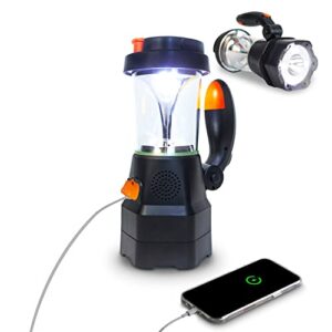 SELBST-SICHER 4in1 LED Laterne, aufladbar mit Notfallradio, Powerbank und SOS-Sirene für Stromausfälle und Camping