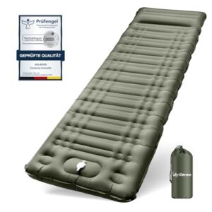 Artierss selbstaufblasende Isomatte in Armeegrün, 12 cm dick, ideal für Camping und Outdoor-Aktivitäten, inklusive Transportbeutel.