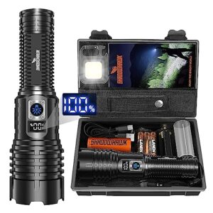 Hochwertige Shadowhawk Taschenlampe mit Zubehörset in stabiler Geschenkbox, ideal für Outdoor-Aktivitäten und Notfälle, robustes Aluminiumgehäuse, wasserdicht und extrem hell mit 500000 Lumen.