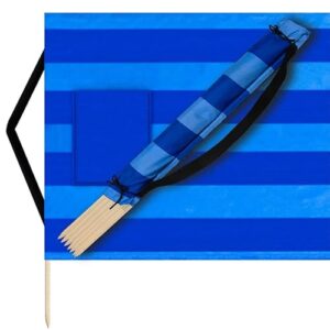 SILUK Strand Windschutz Sichtschutz in Blau, ideal für einen entspannten Tag am Strand mit stabilen Kiefernstöcken und genähter Konstruktion.