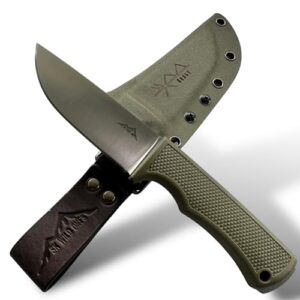 SK Wild Ones Bragi Outdoor Messer mit feststehender Klinge aus 440 C Edelstahl, grünem Griff und echtem Leder Kydex Dangler für Survival- und Outdoor-Aktivitäten.