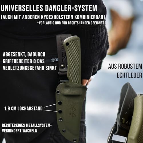 SK Wild Ones® Bragi Outdoor Messer mit feststehender Klinge und Echtleder Kydex Dangler für Outdoor-Aktivitäten