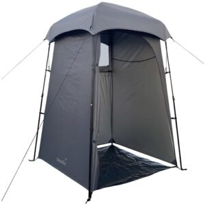 Skandika Duschzelt Quick Start in Grauton, ideal für Camping und Outdoor-Aktivitäten mit Blickschutz und Moskitonetz.