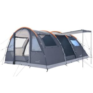 Skandika Tunnelzelt Gotland 4 Sleeper Protect für 4 Personen mit eingenähtem Zeltboden und dunkler Schlafkabine, ideal für Camping-Abenteuer.