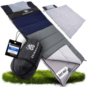SkinWalker Schlafsack für 4 Jahreszeiten, wasserfest, mit abnehmbarer Polarfleecedecke und Kopfkissen, ideal für Outdoor, Camping und Festivals.