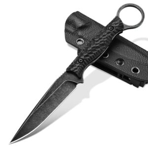 SMITH CHU Outdoor Messer mit feststehender Klinge aus 5Cr15MoV Stahl, Stonewashed Finish und G10-Griff in einer Kydex Scheide - ideales Werkzeugs für Outdoor-Aktivitäten und Survival-Einsätze.