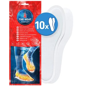 Verpackung von 10 Paar extra warmen Sohlenwärmern in der Größe Medium für bis zu 8 Stunden Wärme für die Füße, ideal für kalte Bedingungen und verschiedene Aktivitäten.