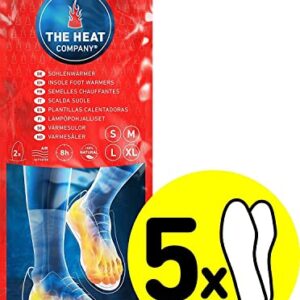5 Paar THE HEAT COMPANY Sohlenwärmer in der Verpackung, ideal für warme Füße bis zu 8 Stunden, sofort einsatzbereit und aus natürlichen Inhaltsstoffen, Größe MEDIUM 39-41.