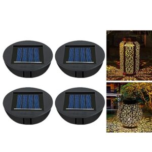 Flintronic Solarleuchten Ersatzteile: 4 Stück schwarze Solarleuchten mit transparentem Oberteil und Solarzellen für Gartenbeleuchtung.