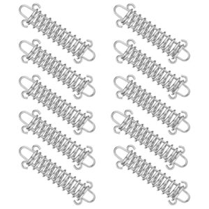 Set von 10 hochwertigen Spannfedern aus Edelstahl für Sonnensegel, Zelte und Camping-Anwendungen, robust und korrosionsbeständig.