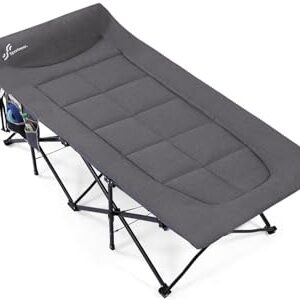 Sportneer Feldbett klappbar mit gepolsterter Liegefläche und ergonomischer Kopfstütze, ideal für Camping und Übernachtungen.