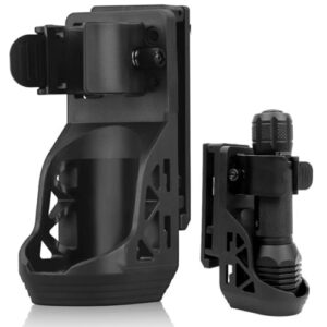 SQLJYU 360-Grad-Drehung Taschenlampenholster aus robustem PVC in schwarz, ideal für Taschenlampen mit 22-32 mm Durchmesser.