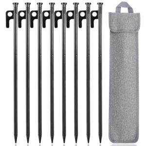 Stabile 30 cm lange Zeltheringe aus Metall mit Haken und Loch für Outdoor-Aktivitäten, inklusive Tragetasche