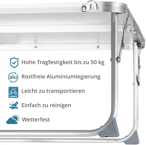 Stagecaptain MCT-25 Mini Campingtisch in edler Holzoptik - Tragbarer Klapptisch mit rutschfesten Fußkappen für Outdoor-Aktivitäten