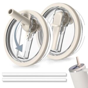 Zwei transparente Ersatzdeckel für 40oz Stanley Becher mit integrierten Strohhalmen, auslaufsicher und staubdicht, ideal für optimalen Trinkgenuss.