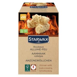 STARWAX Feueranzünderrollen für Grill, Kamin und Ofen in umweltfreundlicher Verpackung, 500g, mit natürlichen Inhaltsstoffen für schnelles, sauberes und geruchloses Anzünden.