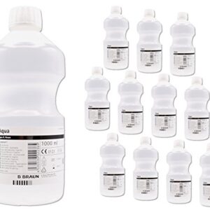 Steriles Wasser AQUA in 12 PP Flaschen mit Griff-Taille, jeweils 1000ml, ideal für medizinische und industrielle Anwendungen