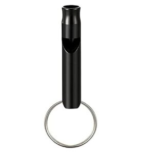 CABLEPELADO Survival Pfeife in Schwarz aus Aluminiumlegierung, ideal für Outdoor-Aktivitäten und Notfälle, kommt mit Schlüsselanhänger.