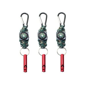 Survival Schlüsselanhänger mit Überlebenspfeife und Kompass, Paracord und Karabinerhaken, ideal für Outdoor-Aktivitäten wie Wandern und Camping