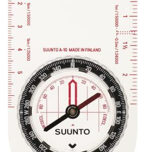 Suunto Kompass A-10 NH, ideal für Outdoor-Aktivitäten, mit Edelstahlnadel und flüssigkeitsgefülltem Gehäuse für präzise Navigation in der Natur.