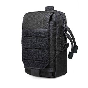 Kompakte schwarze Tactical EDC Tasche aus strapazierfähigem Nylon, ausgestattet mit Molle-System für vielseitige Verwendung in Outdoor-Aktivitäten wie Camping oder Wandern.