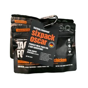 Tactical Foodpack Sixpack Oscar - Set mit 6 gefriergetrockneten Mahlzeiten für Outdoor, Trekking und Notfallversorgung, ideal für Abenteuer und Notfälle.