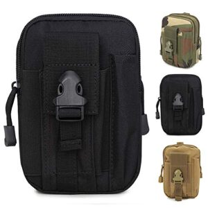 Schwarze taktische Hüfttasche aus 800 Denier Nylon mit MOLLE-Befestigung, ideal für Outdoor-Aktivitäten wie Wandern und Camping.