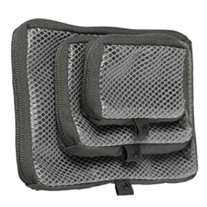 Tasmanian Tiger TT Mesh Pouch Set in Titan Grey – drei strapazierfähige und transparente Organizer-Taschen mit Klett-Rückseite für Outdoor-Aktivitäten