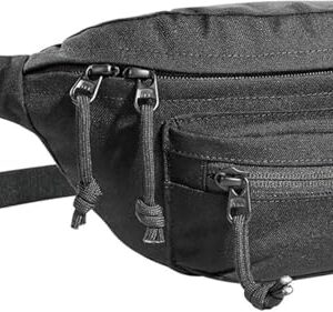 Schwarze taktische Bauchtasche mit Molle-Kompatibilität, ideal für Outdoor-Aktivitäten und den täglichen Gebrauch. Die Tasche bietet drei Fächer für eine optimale Aufteilung der Utensilien.