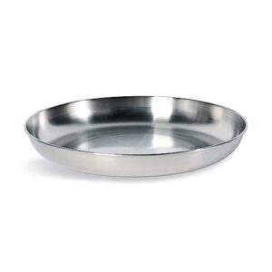 Tatonka Large Plate aus hochwertigem Edelstahl (Ø 23 cm) – Lebensmittelecht, resistent gegen Fruchtsäuren, ideal für Camping und Outdoor-Aktivitäten.