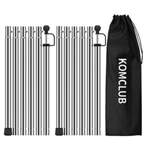 Set von teleskopierbaren Zeltstangen aus rostfreiem Edelstahl für Outdoor-Aktivitäten, ideal für Camping und Planen, in einer praktischen Tragetasche.
