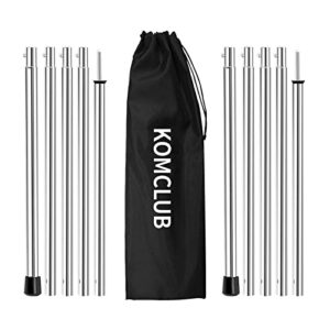 Hochwertige Teleskop-Zeltstangen aus rostfreiem Edelstahl, verstellbar von 74 bis 190 cm, ideal für Camping und Outdoor-Aktivitäten, inklusive Aufbewahrungstasche.
