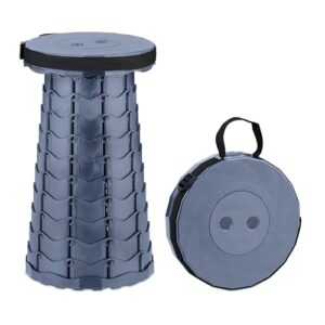 Verstellbarer Teleskophocker aus robustem Kunststoff in Grau, ideal für Outdoor-Aktivitäten wie Camping und Angeln, zusammenklappbar auf 25x25 cm.