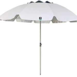 Terra Nation Sonnenschirm Kaha Kiri in Weiß, optimal für Garten, Balkon und Strand, bietet UV-Schutz und elegantes Design.