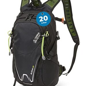 Terra Peak Wanderrucksack 20L in schwarz, ergonomisch gestaltet für Outdoor-Aktivitäten und Tagesausflüge, mit atmungsaktivem Rückenpolster und mehreren Stauraumfächern.