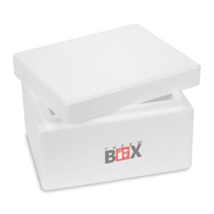 Therm-Box Styroporbox 5W mit Abmessungen 25x19x12cm und Volumen von 5,9 Litern, ideal für den Transport temperaturempfindlicher Waren.