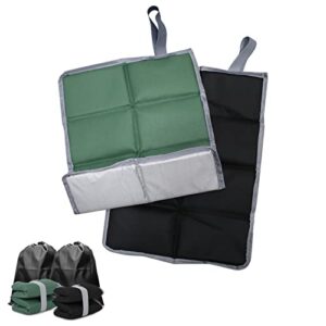 AIMEKE® 2er Set faltbare thermo Sitzkissen in Schwarz und Grün, ideal für Picknicks, Camping und Outdoor-Aktivitäten, mit Tragetaschen für einfachen Transport.