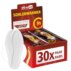 THERMOPAD Sohlenwärmer Verpackung mit 30 Paar Wärmepads für warme Füße beim Skifahren, Wandern und im Alltag