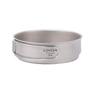 Ultraleichte Titan-Bratpfanne für Camping und Outdoor-Aktivitäten mit faltbaren Griffen und einer Kapazität von 350 ml, ideal für Wanderer und Rucksackreisende.