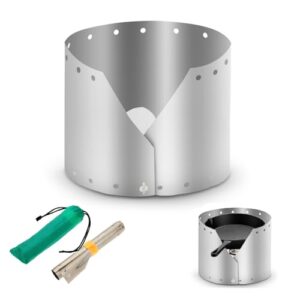 Ultraleichter Titan Windschutz für Campingkocher mit 15 cm Durchmesser, ideal für Outdoor-Aktivitäten,Windschutz für effizientes Kochen in der Natur