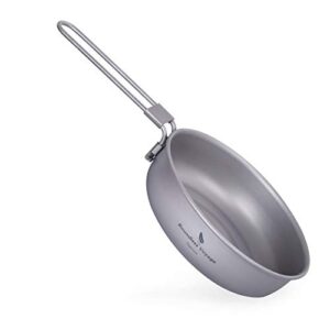 Boundless Voyage Titanium Bratpfanne mit klappbarem Griff, ideal für Outdoor-Camping und Reisen. Hergestellt aus leichtem und langlebigem Titan, rost- und korrosionsbeständig.