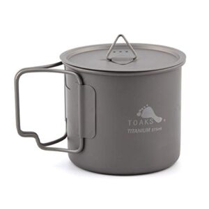TOAKS Titanium Camping Pot Cup in 375ml Größe mit Deckel, aus hochwertigem Titan gefertigt, ideal für Outdoor-Aktivitäten und Camping.