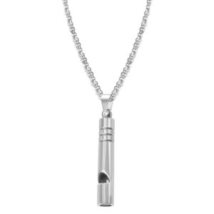SJJJS Titanium Emergency Whistle an einer silbernen Kette, geeignet für Outdoor-Aktivitäten wie Wandern, Angeln und Camping, bietet zuverlässige Sicherheit.
